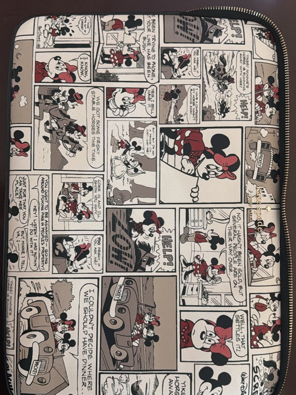 kate spade Minnie Mouse Comic-Print Laptop Sleeve — Cream, Black & Red